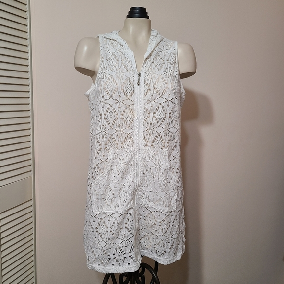 Club Z Collection Other - White zip up hooded swimsuit cover up